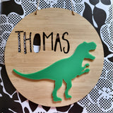 T-Rex Bamboo & Acrylic Wall Plaque