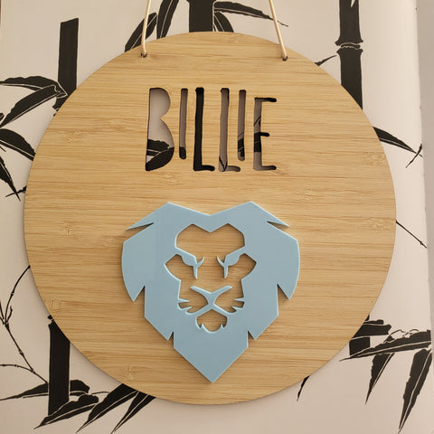 Lion Bamboo & Acrylic Wall Plaque