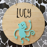 Monkey Bamboo & Acrylic Wall Plaque