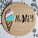 Ice Cream Bamboo & Acrylic Wall Plaque