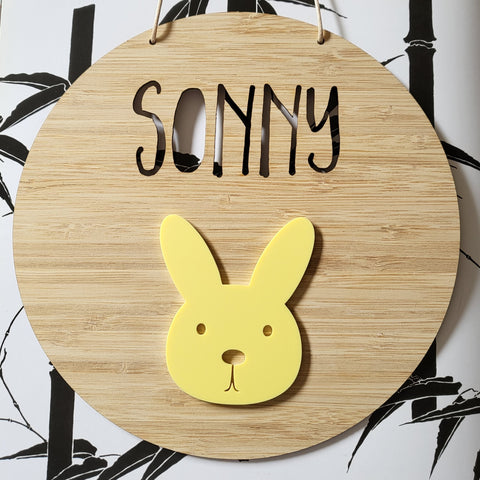 Bunny Bamboo & Acrylic Wall Plaque