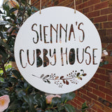 Personalised Cubby House Sign - FLORAL DESIGN - Little Birdy Finds