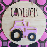 Tractor Bamboo & Acrylic Wall Plaque