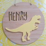 T-Rex Bamboo & Acrylic Wall Plaque