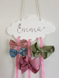 Personalised White Cloud Bow-Hairclip holder