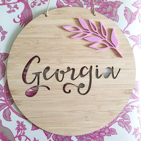 Floral Bamboo & Acrylic Wall Plaque