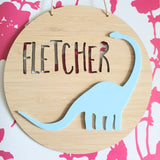 Dinosaur Bamboo & Acrylic Wall Plaque