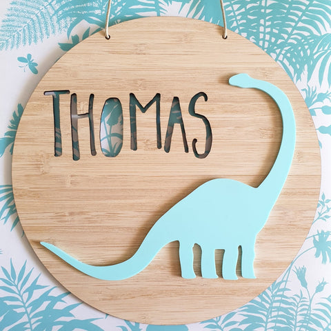 Dinosaur Bamboo & Acrylic Wall Plaque