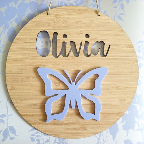 Butterfly Bamboo & Acrylic Wall Plaque