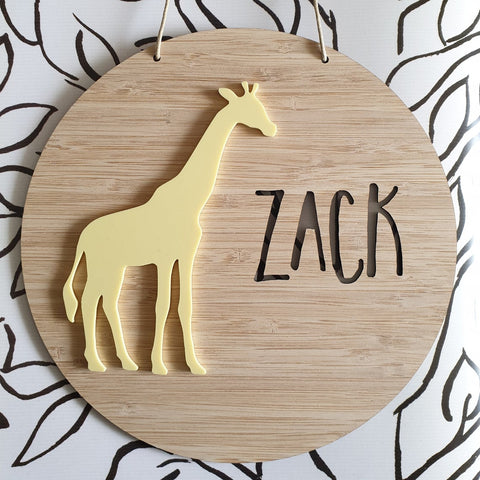 Giraffe Bamboo & Acrylic Wall Plaque