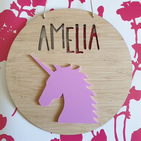 Unicorn Bamboo & Acrylic Wall Plaque