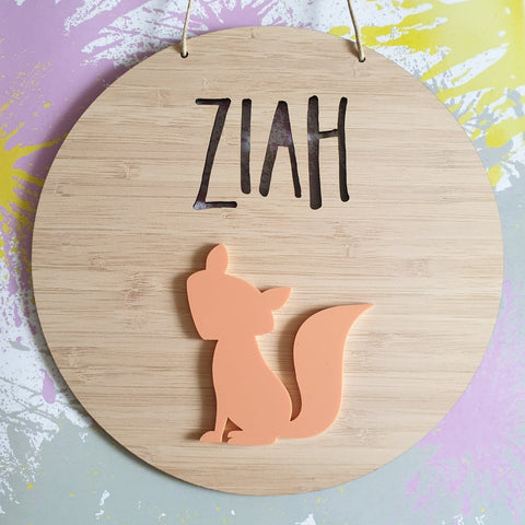 Fox Bamboo & Acrylic Wall Plaque