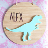 T-Rex Bamboo & Acrylic Wall Plaque