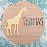 Giraffe Bamboo & Acrylic Wall Plaque