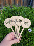 Round Wooden Herb Markers - Little Birdy Finds