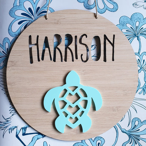 Sea Turtle Bamboo & Acrylic Wall Plaque