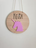 Unicorn Bamboo & Acrylic Wall Plaque