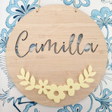 Floral Garland Bamboo & Acrylic Wall Plaque