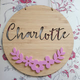 Floral Garland Bamboo & Acrylic Wall Plaque