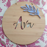 Floral Bamboo & Acrylic Wall Plaque
