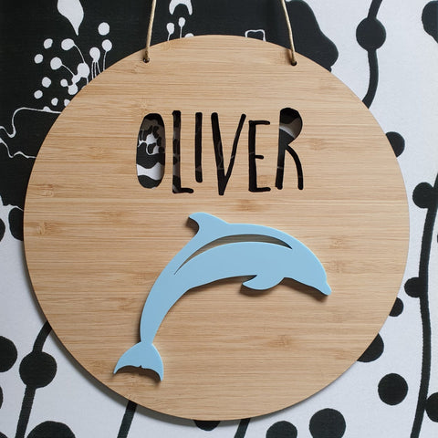 Dolphin Bamboo & Acrylic Wall Plaque