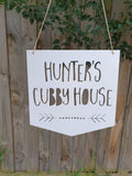 Personalised Cubby House Sign - DOTS & ARROW FLAG DESIGN