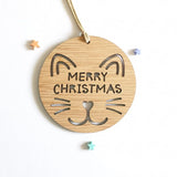 Christmas Decoration Cat Design - Little Birdy Finds - Australian made, personalised children's decor, bag tags, cubby house signs, christmas decorations, custom made, personalised decor, personalised gifts, keepsake