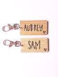 Personalised Wood Key Ring with Heart - Little Birdy Finds