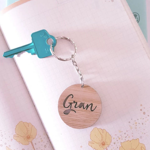 Gran Mini Wood Keyring - Little Birdy Finds