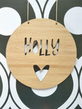 Personalised Name Wooden Wall Hanging - Heart - Little Birdy Finds