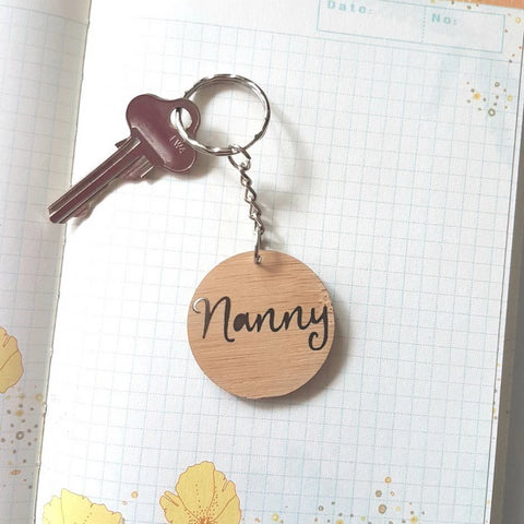 Nanny Mini Wood Keyring - Little Birdy Finds