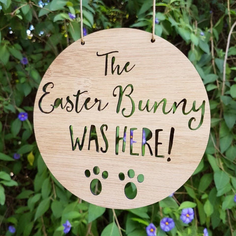 Easter Bunny Was Here!  Bamboo Wall Hanging - Little Birdy Finds