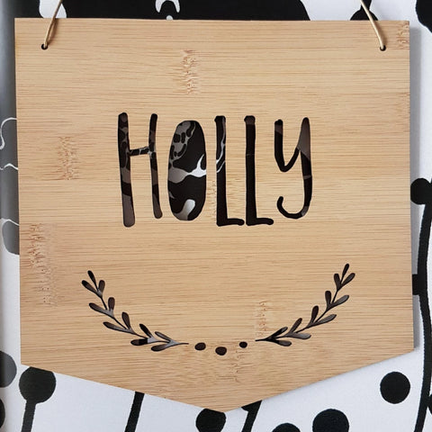 Personalised Name Wooden Wall Hanging-SPRIGS Design - Little Birdy Finds
