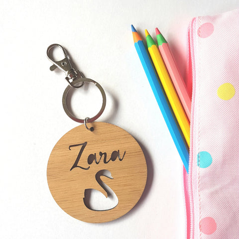 Swan Bag Tag / Keyring Wood - Little Birdy Finds
