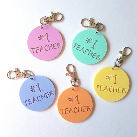 Number 1 Teacher Keyring - Little Birdy Finds