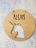 UNICORN HEAD Personalised Wooden Wall Hanging - Little Birdy Finds