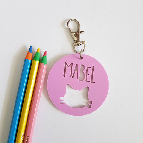 Cat Kitten Pastel Bag Tag / Keyring - Little Birdy Finds