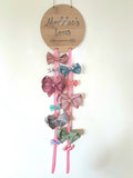 Personalised Bow-Hairclip holder DOTS AND ARROW Design - Little Birdy Finds