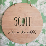 Personalised Wooden Wall Hanging STAR and DOTS - Little Birdy Finds