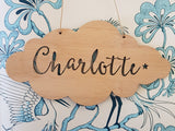 Personalised Bamboo Door / Wall hanging Cloud Design - Little Birdy Finds