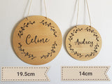 Personalised Wall Hanging -floral wreath - Little Birdy Finds