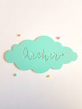 Personalised Bamboo Door / Wall hanging Cloud Design - Little Birdy Finds