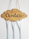Personalised Wooden Cloud Bow-Hairclip holder - Little Birdy Finds