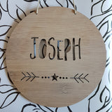 Personalised Wooden Wall Hanging STAR and DOTS - Little Birdy Finds
