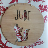 Personalised Wooden Wall Hanging - FOX Design - Little Birdy Finds