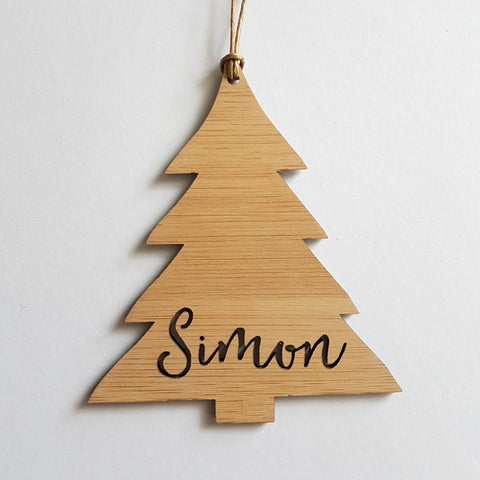 Personalised Wood Christmas Decoration / Ornament CHRISTMAS TREE DESIGN - Little Birdy Finds
