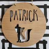 Personalised Wooden Wall Hanging - FOX Design - Little Birdy Finds