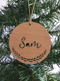 Personalised Wood Christmas Decoration WREATH DESIGN - Little Birdy Finds