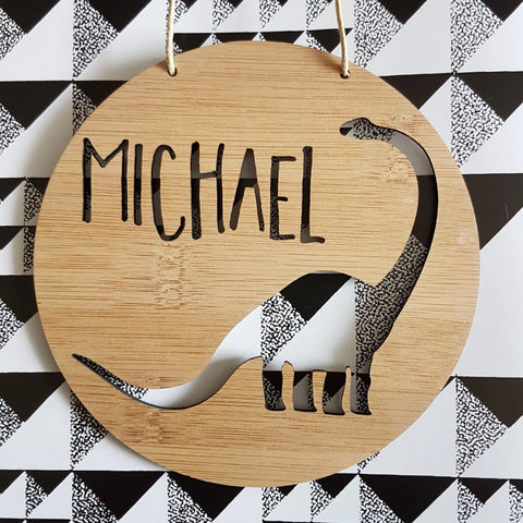 DINOSAUR Personalised Wooden Wall Hanging - Little Birdy Finds