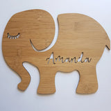 Personalised ELEPHANT SHAPE Wooden Wall / Door Hanging - Little Birdy Finds